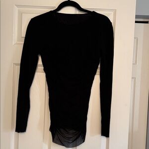 Black Long-Sleeve Ruched Women’s Top